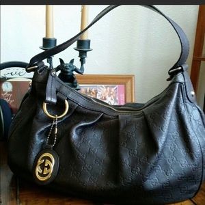 Authentic Gucci sukey guccisima brown leather hobo
